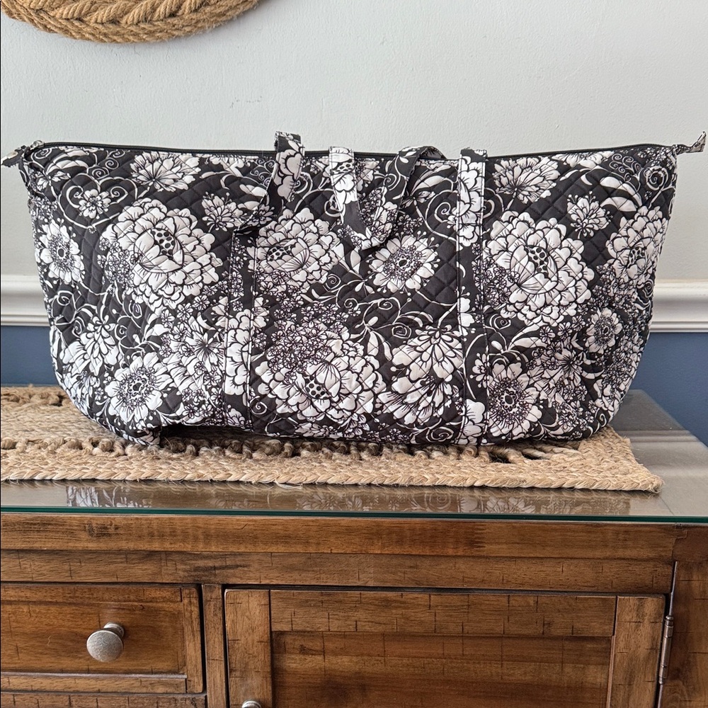 Avon Black and White Floral Travel Bag